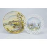 A Royal Worcester cabinet plate decorated with scenes of Windsor Castle, signed by D Wilson,