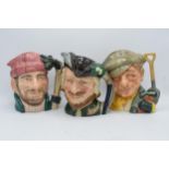 A trio of large Royal Doulton character jugs to include The Gardener, Lumberjack and Robin Hood (3).