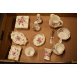 A collection of Royal Crown Derby items in the Derby Posies design to include pin trays, cruets,