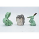 A collection of items to include Royal Copenhagen air of owls 834 and Sylvac rabbits to include a