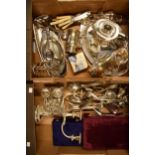 A good collection of silver plate and similar items to include a 3-piece tea set, mixed cutlery,