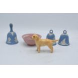 A collection of Wedgwood Jasperware to include a pink bowl and blue examples together with a Beswick