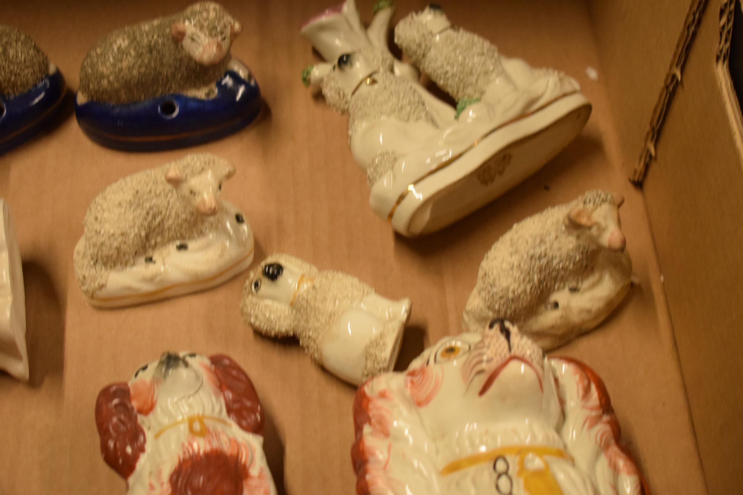 A collection of 19th and 20th century Staffordshire pottery to include dogs, sheep, flat backs - Image 5 of 6