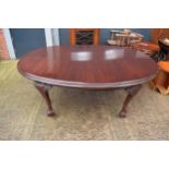 Early 20th century Chippendale style mahogany dining / library table with ball and claw feet. 190