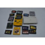 A collection of Nintendo items to include Gameboy Color Pokemon edition model CGB-001, Nintendo DS