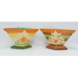 A pair of Myott Son and Co Art Deco diamond planters / flower bowls both with floral decoration (2).