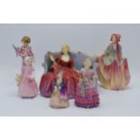 A collection of Royal Doulton figures to include Tinkle Bell HN1677, Sweet Anne HN1330 af, Paisley