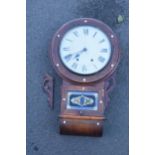 A Jerome and Co Anglo-American 8 day clock with mother of pearl inlay. Untested. Requires some