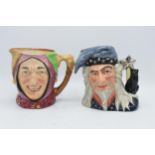 A pair of large Royal Doulton character jugs to include The Wizard D6862 and Touchstone (2). In good