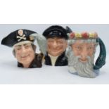 A trio of large Royal Doulton character jugs to include Neptune, Long John Silver and the Lobsterman