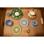 A mixed collection of pottery to include Wedgwood Jasperware in different colours to consist of