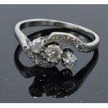 Platinum and diamond set ring. 2.4 grams. Size K.