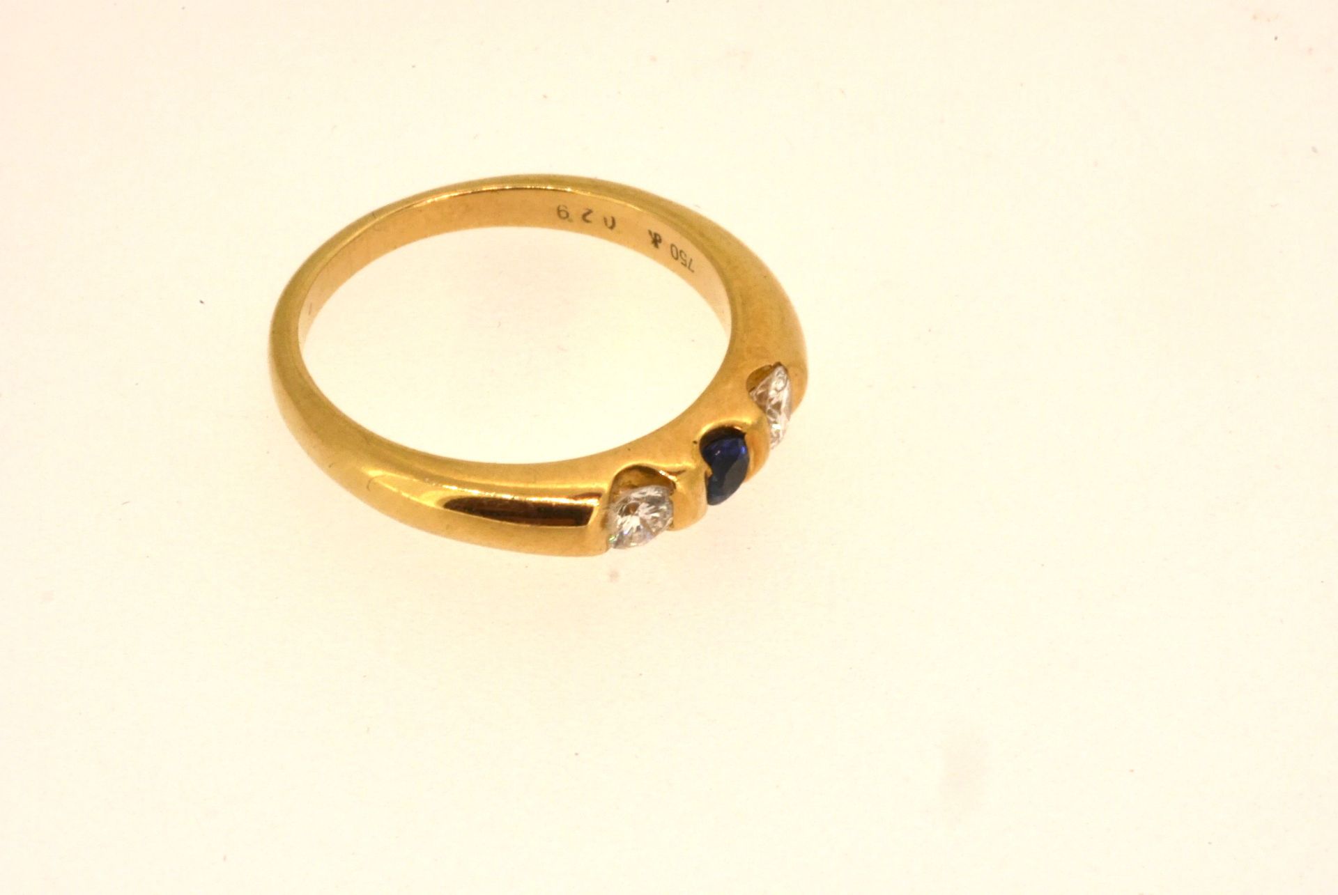 Ring GG 750, Diamanten 0.29 ct, Saphir, 5,1 Gramm