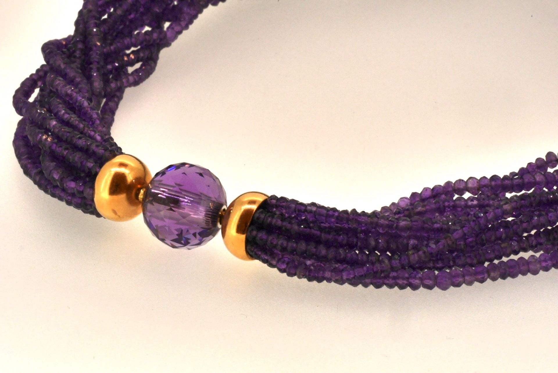 Amethyst-Collier mehrsträngig, Bajonett-Schließe, 44 cm