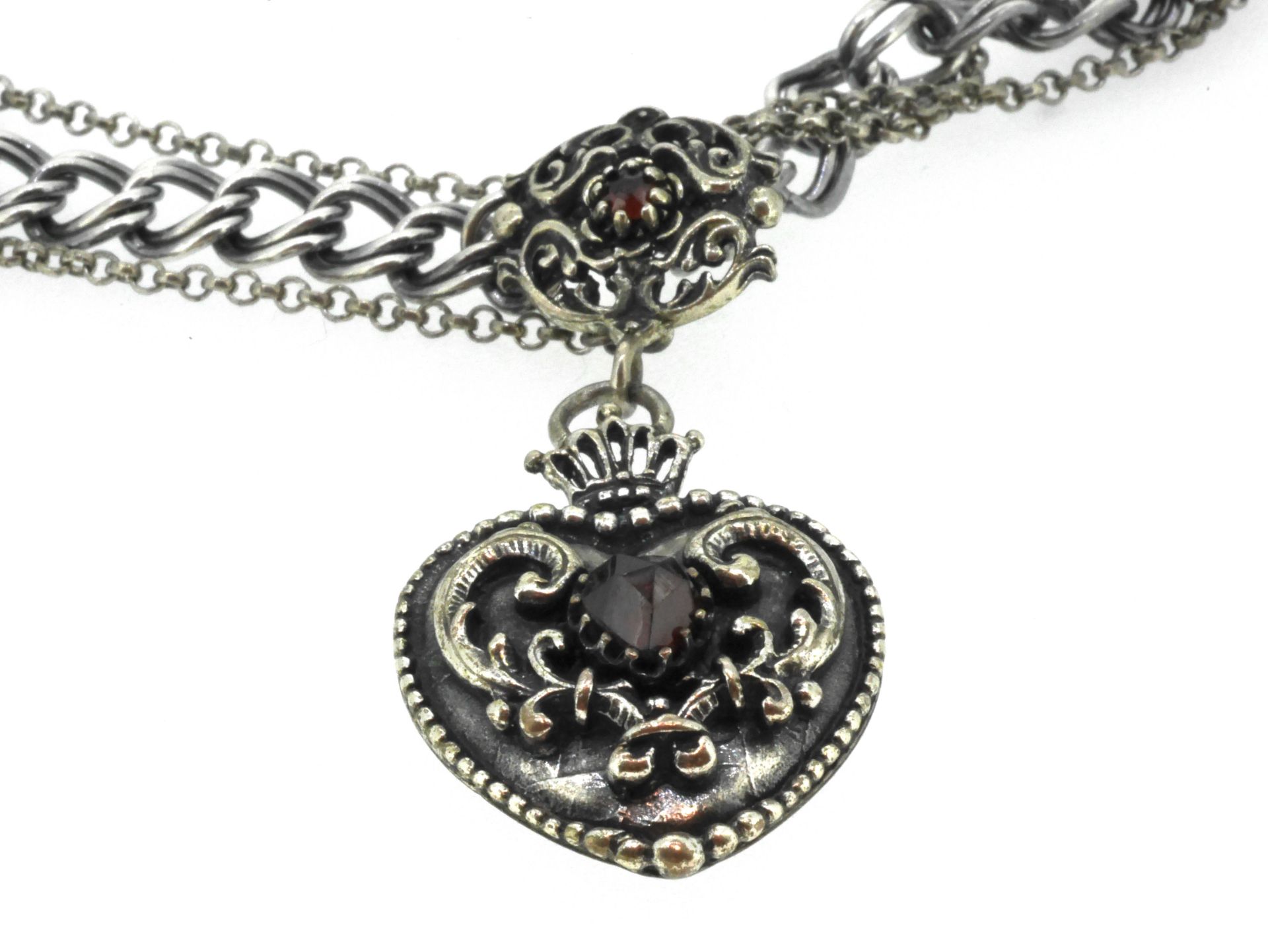 Tracht: Collier Silber 835 mit Granat, 39,15 Gramm