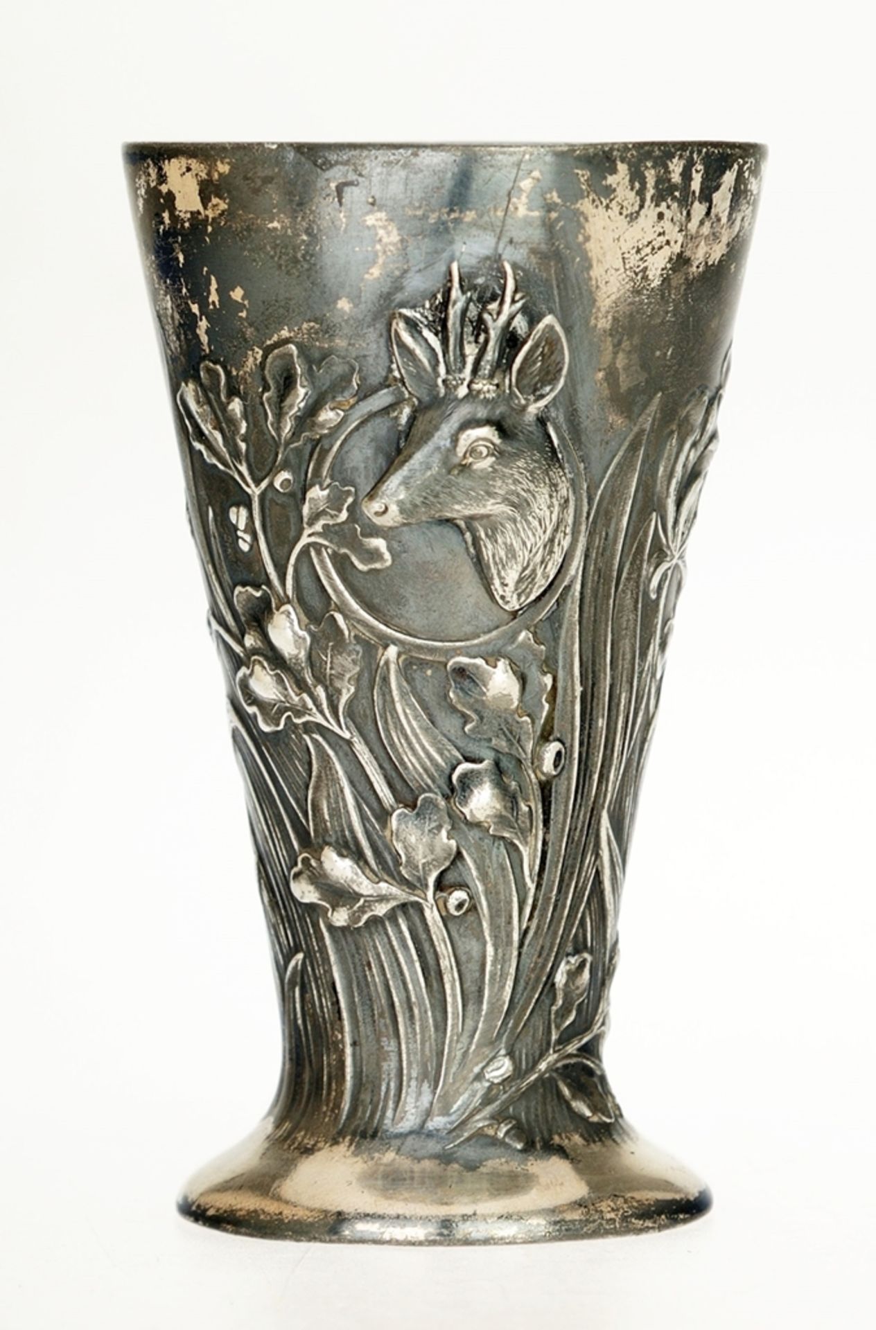 Jugendstil-Becher mit jagdlichem Motiv