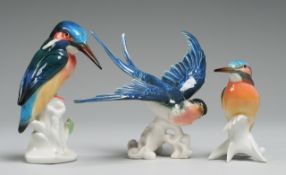 Drei Vogel-Porzellanfiguren