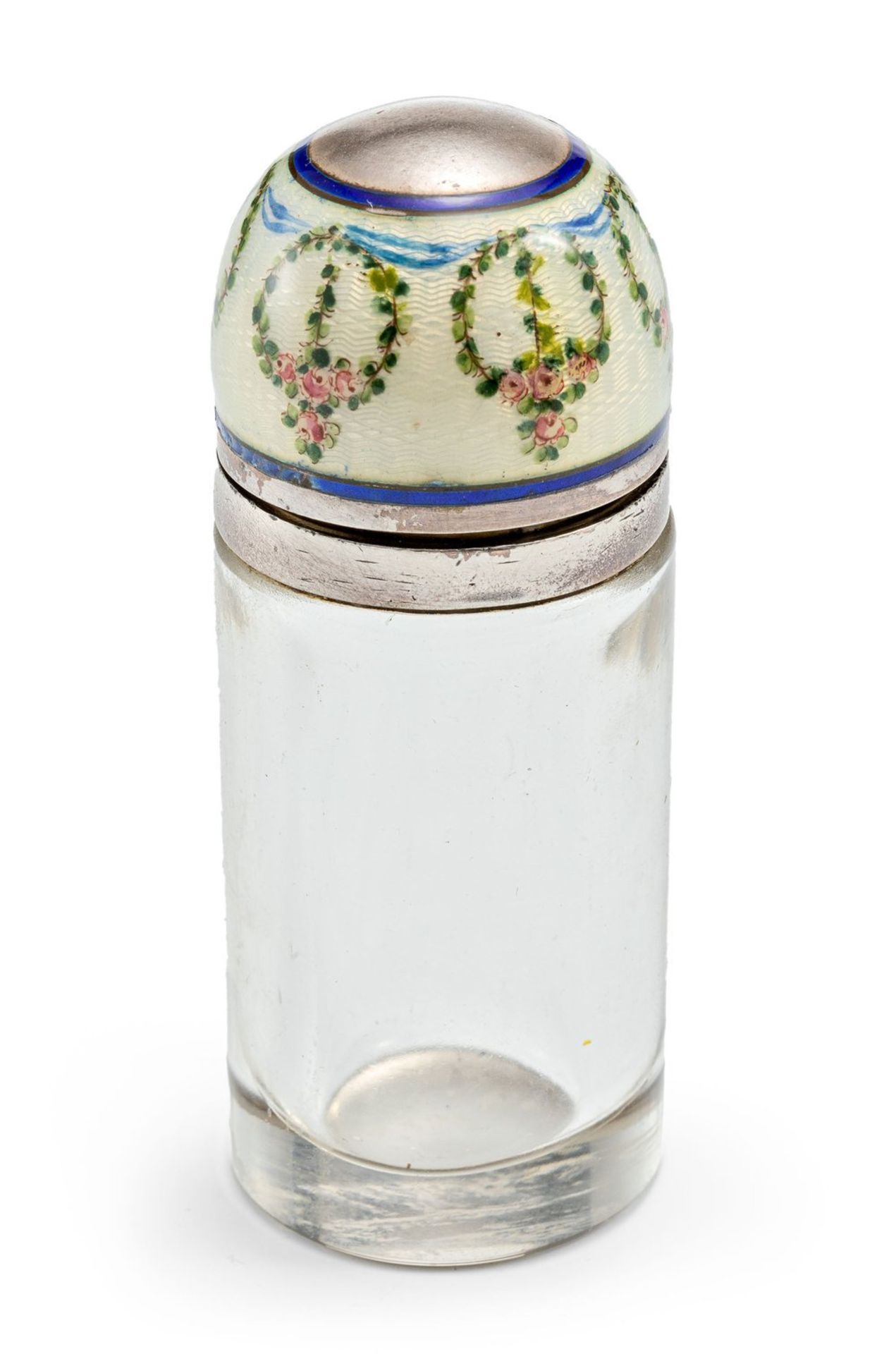 Parfum-Flakon mit Email-Klappdeckel Wien, Georg Adam Scheidt, um 1900