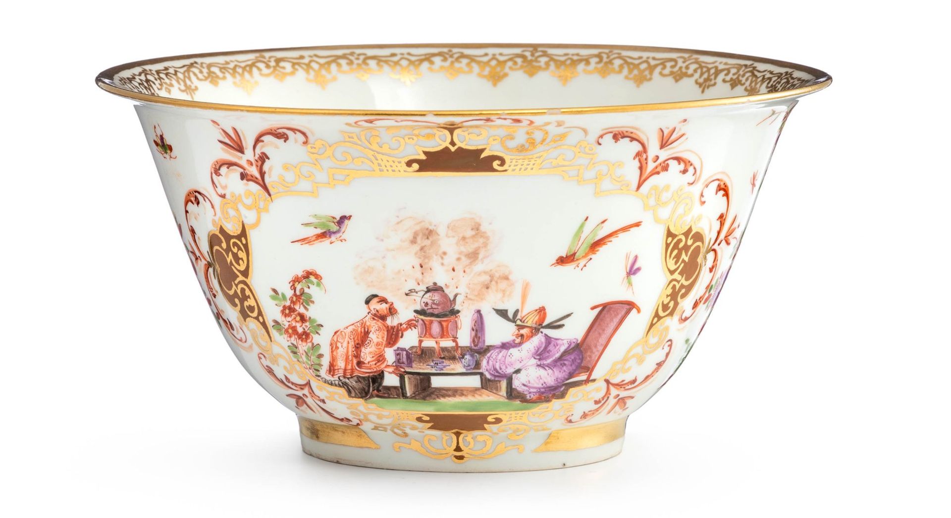 Kumme mit Chinoiserien Meissen, um 1725/30, die Bemalung aus dem Umkreis Johann Gregorius Hoeroldts