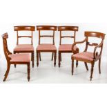 Viktorianischer Armlehnstuhl und vier Stühle