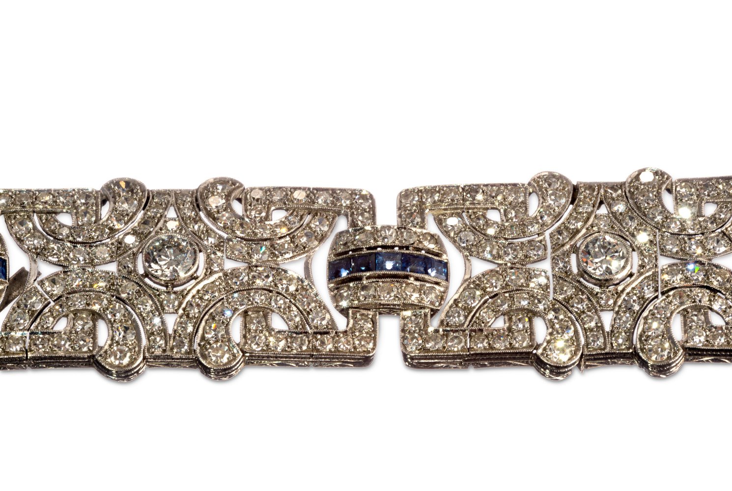 Art-Deco-Diamant-Saphir-Armband - Image 2 of 3