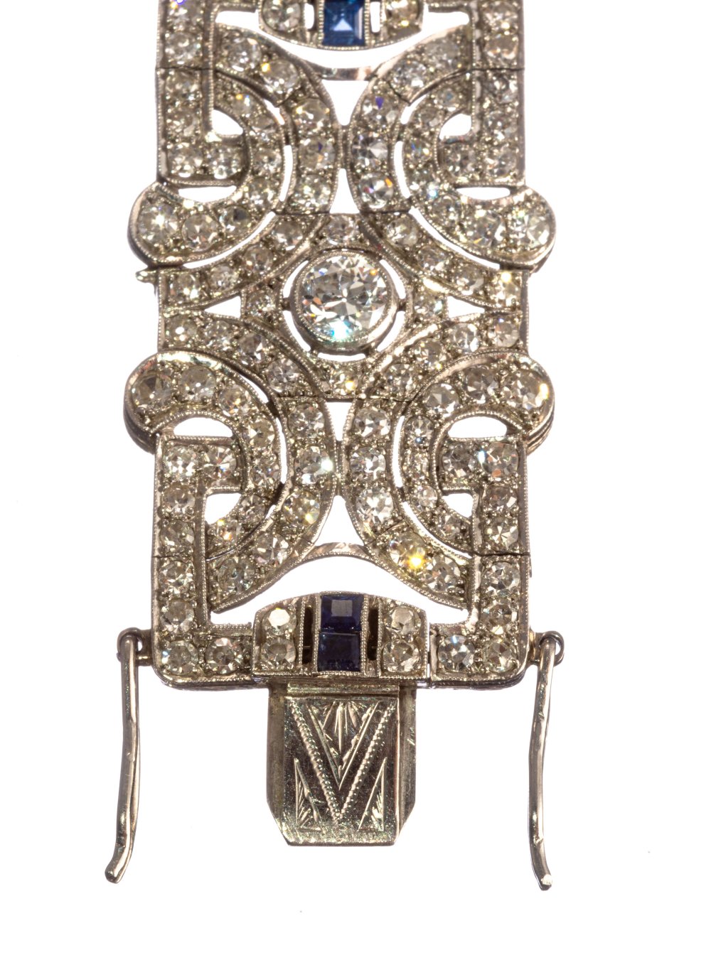 Art-Deco-Diamant-Saphir-Armband - Image 3 of 3