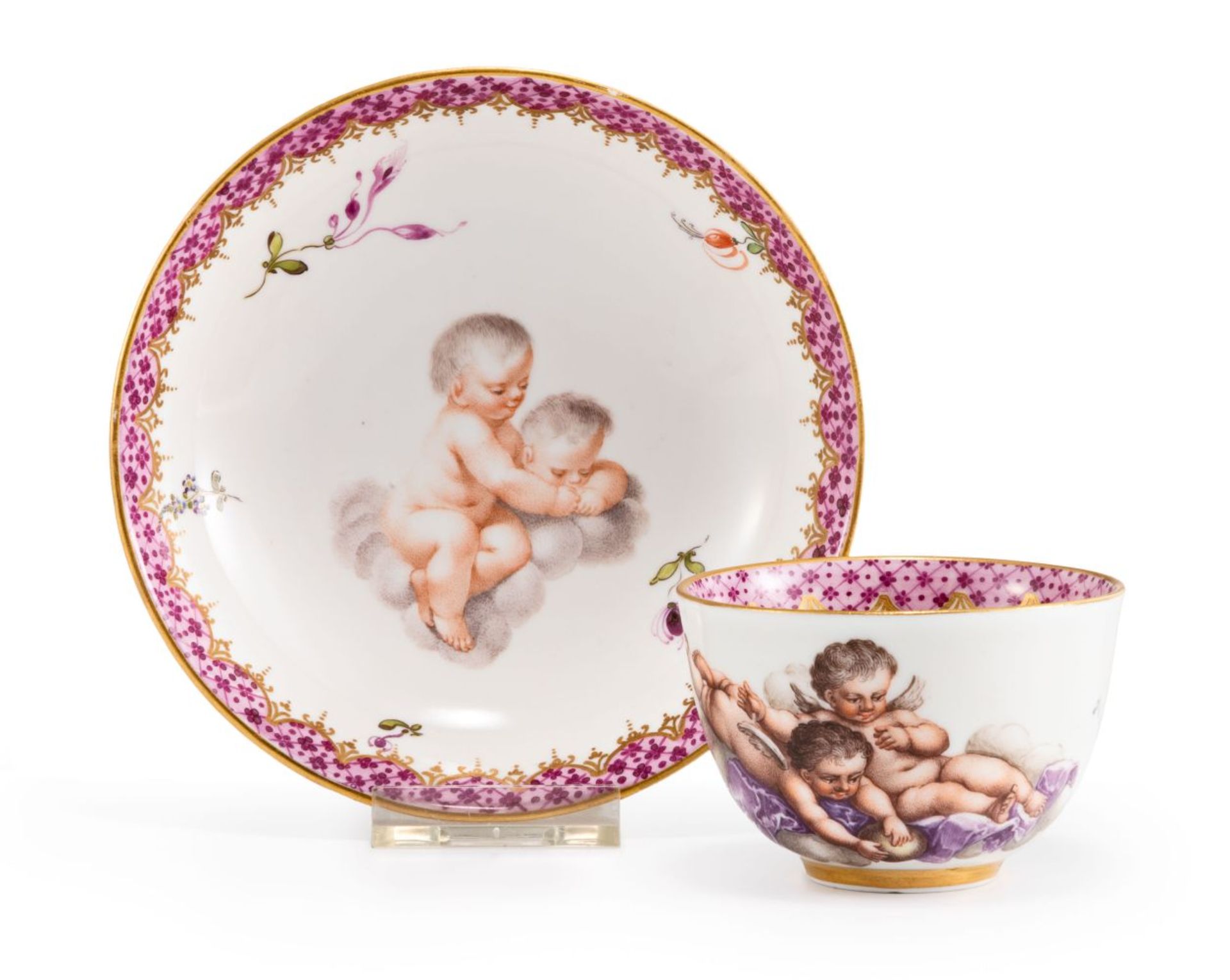 Tasse und Untertasse mit Putti Frankenthal, um 1775