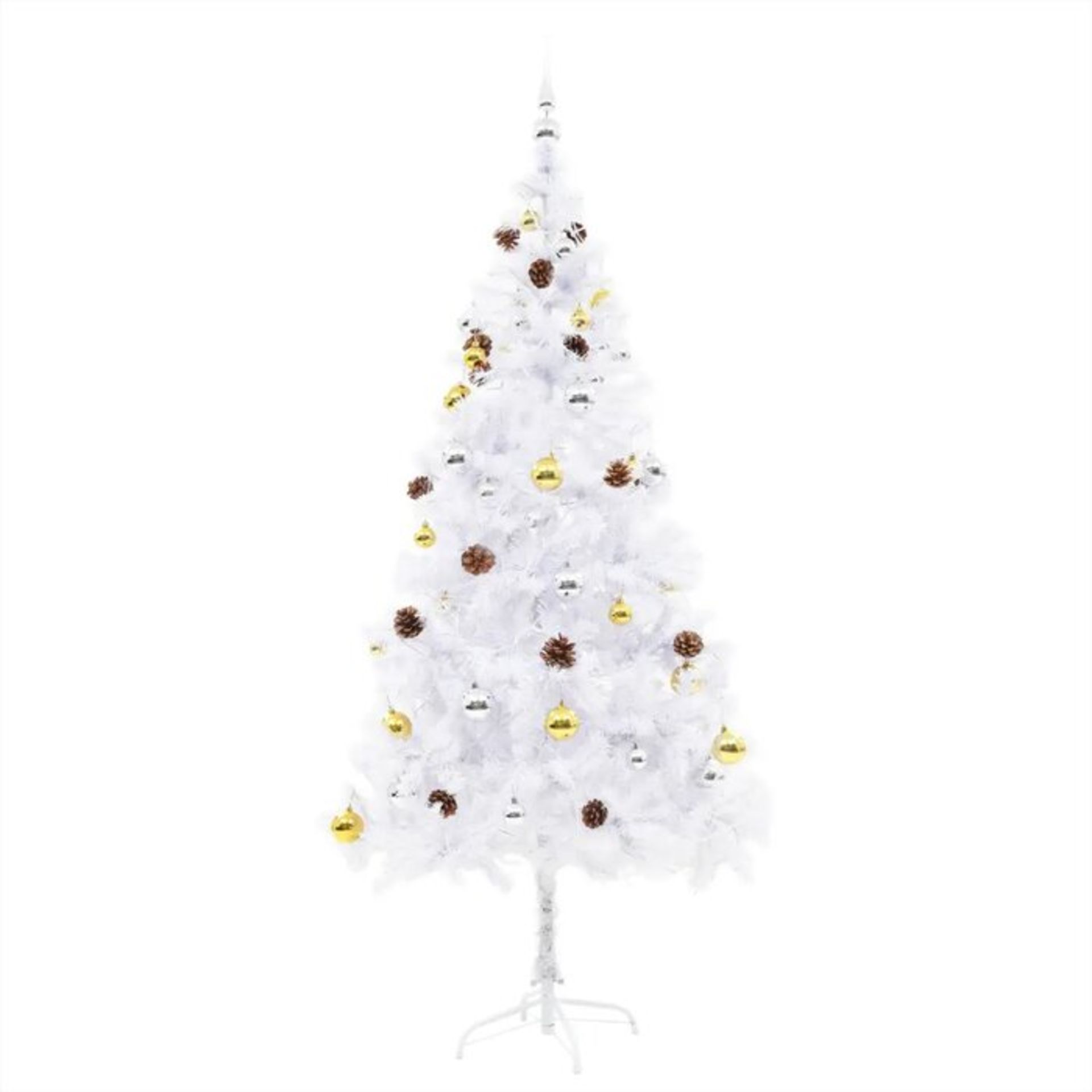 6ft White Pine Artificial Christmas Tree with 250 Warm White Lights with Stand - RRP £93.99