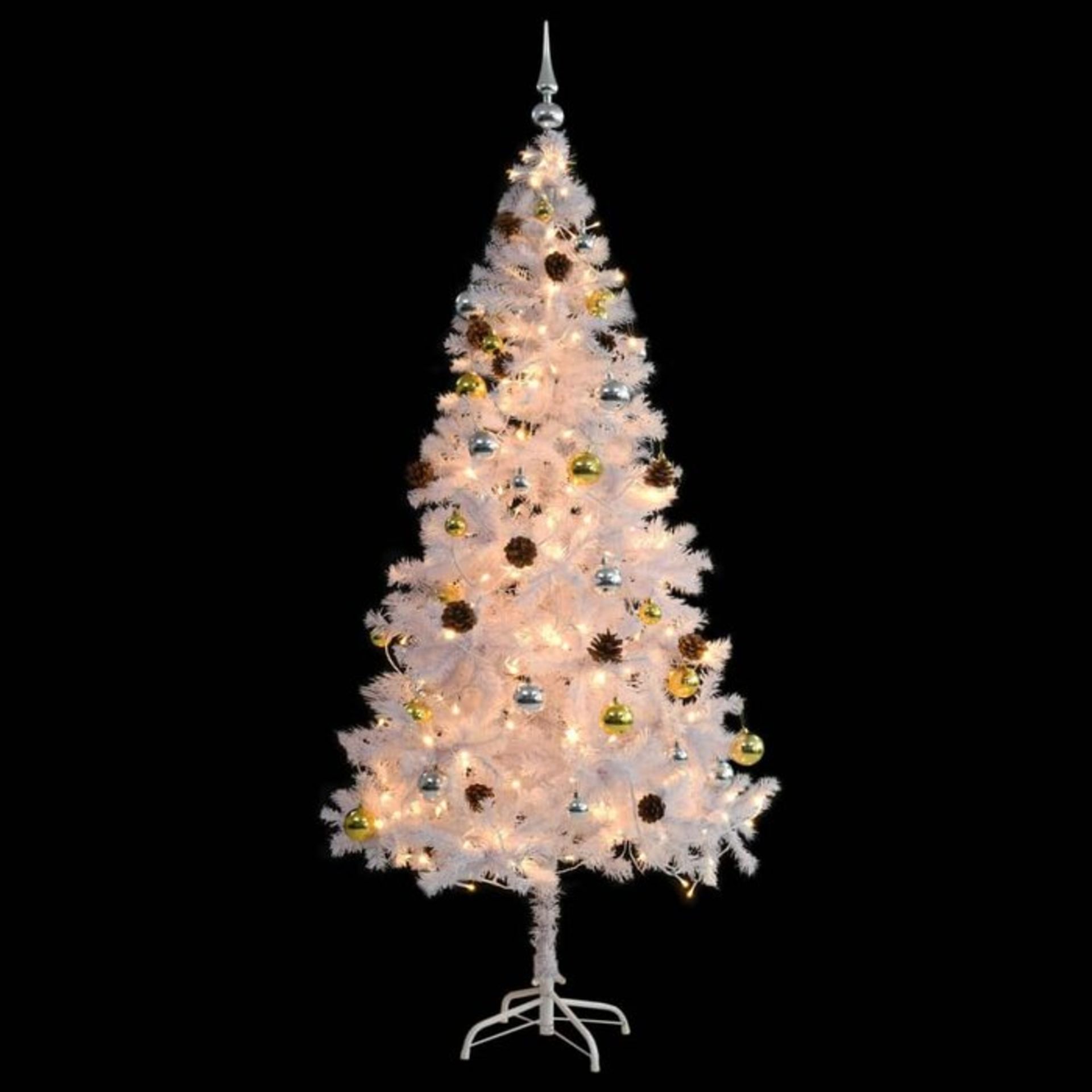 6ft White Pine Artificial Christmas Tree with 250 Warm White Lights with Stand - RRP £93.99 - Image 2 of 2