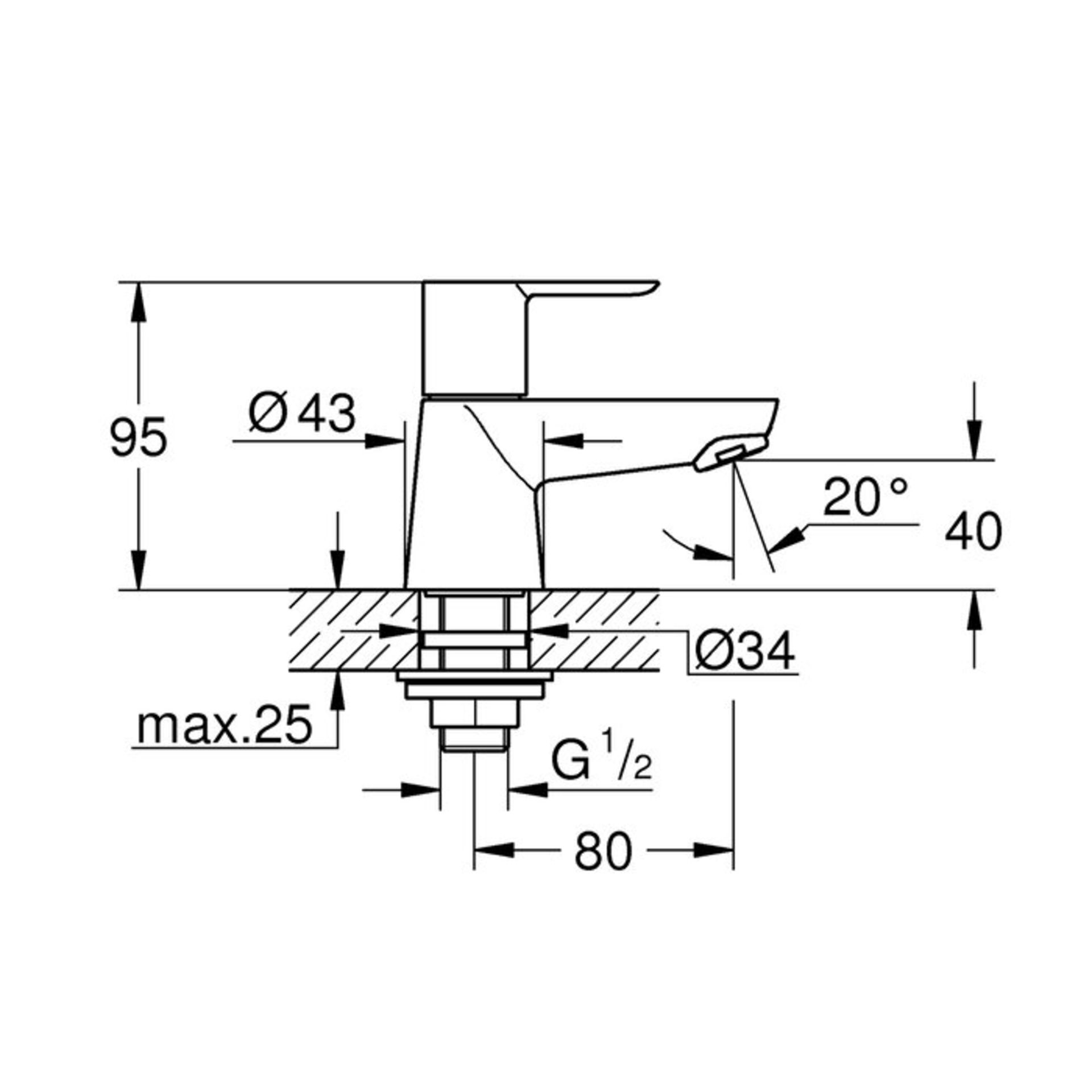 20421000 BauEdge Monobloc Pillar Tap - RRP £49.49 - Image 2 of 2