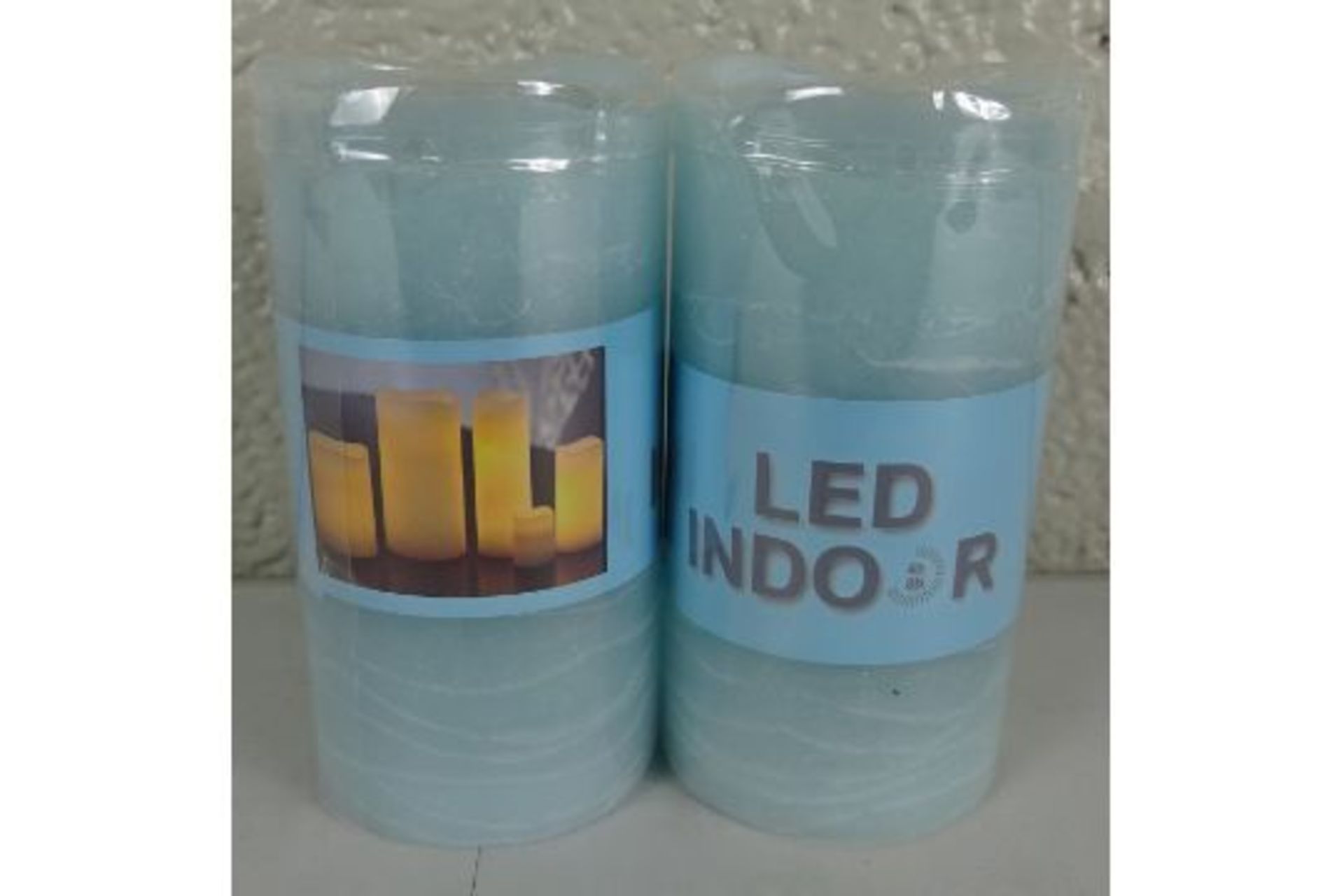 BRAND NEW BLUE WAX LED INDOOR BATTERY POWERED CANDLES X2