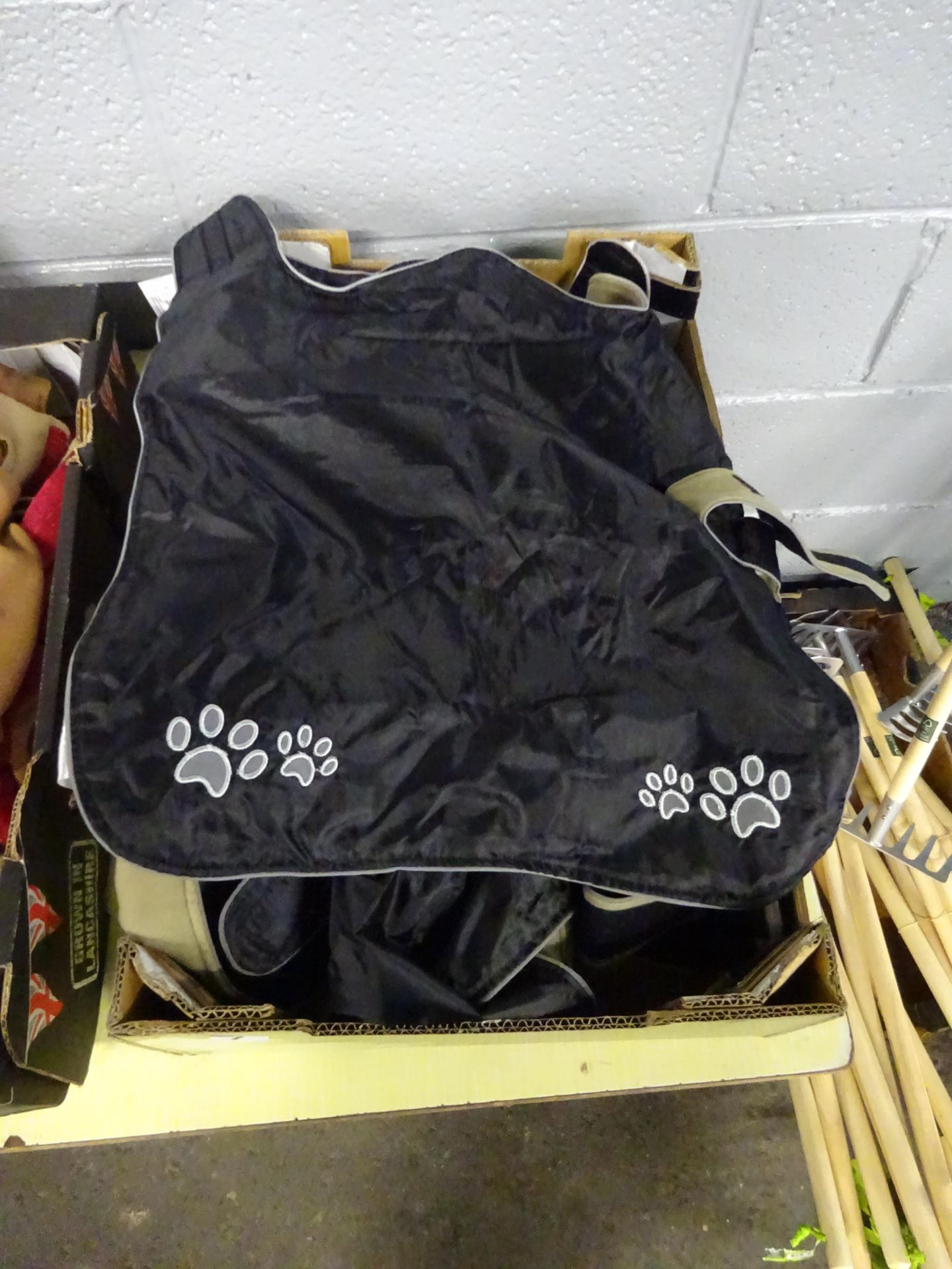 BOX OF 10 BLACK DOG COATS (VARIOUS SMALL SIZES)