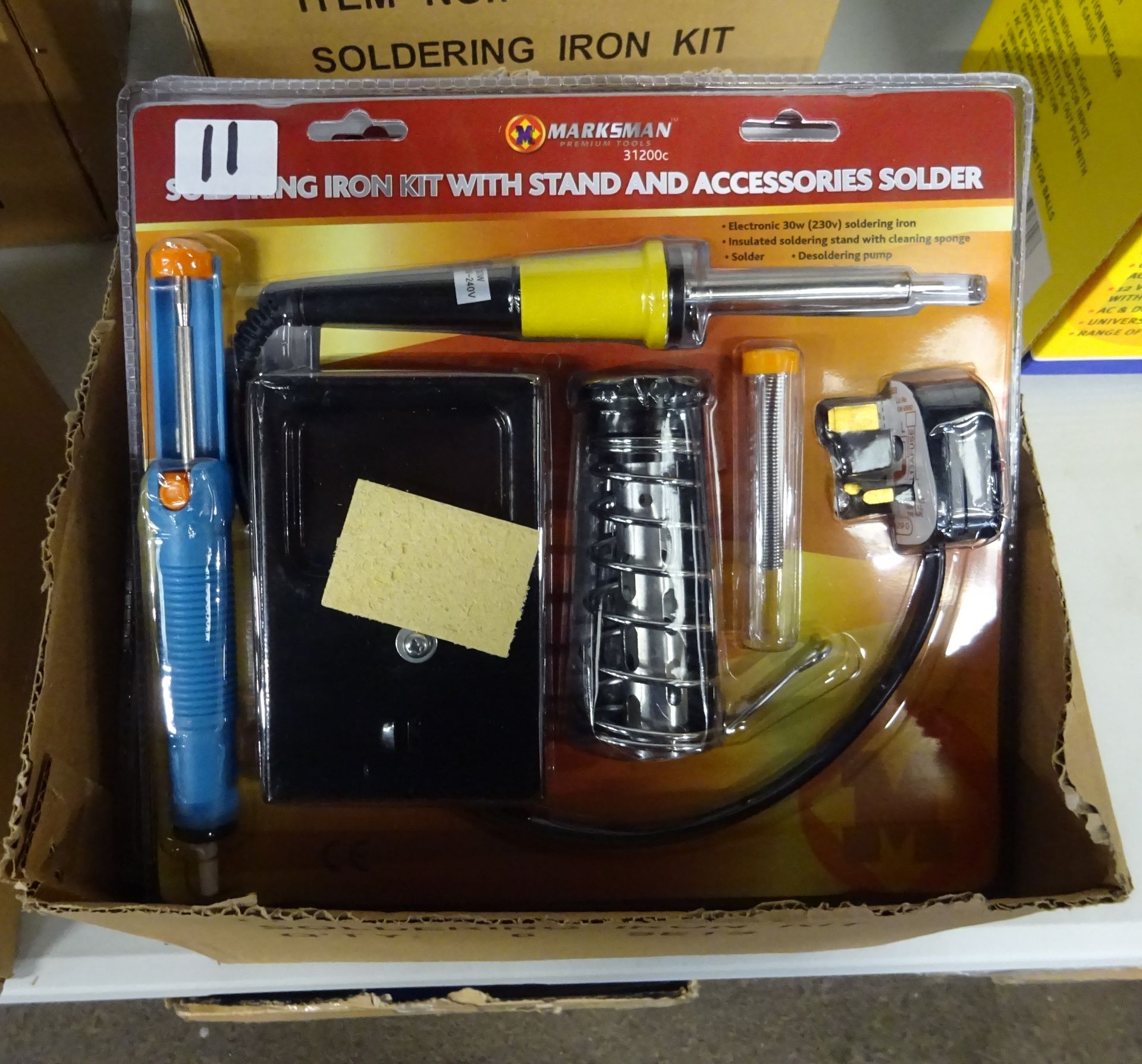 BOX OF 6 SOLDERING IRON KITS WITH STANDS