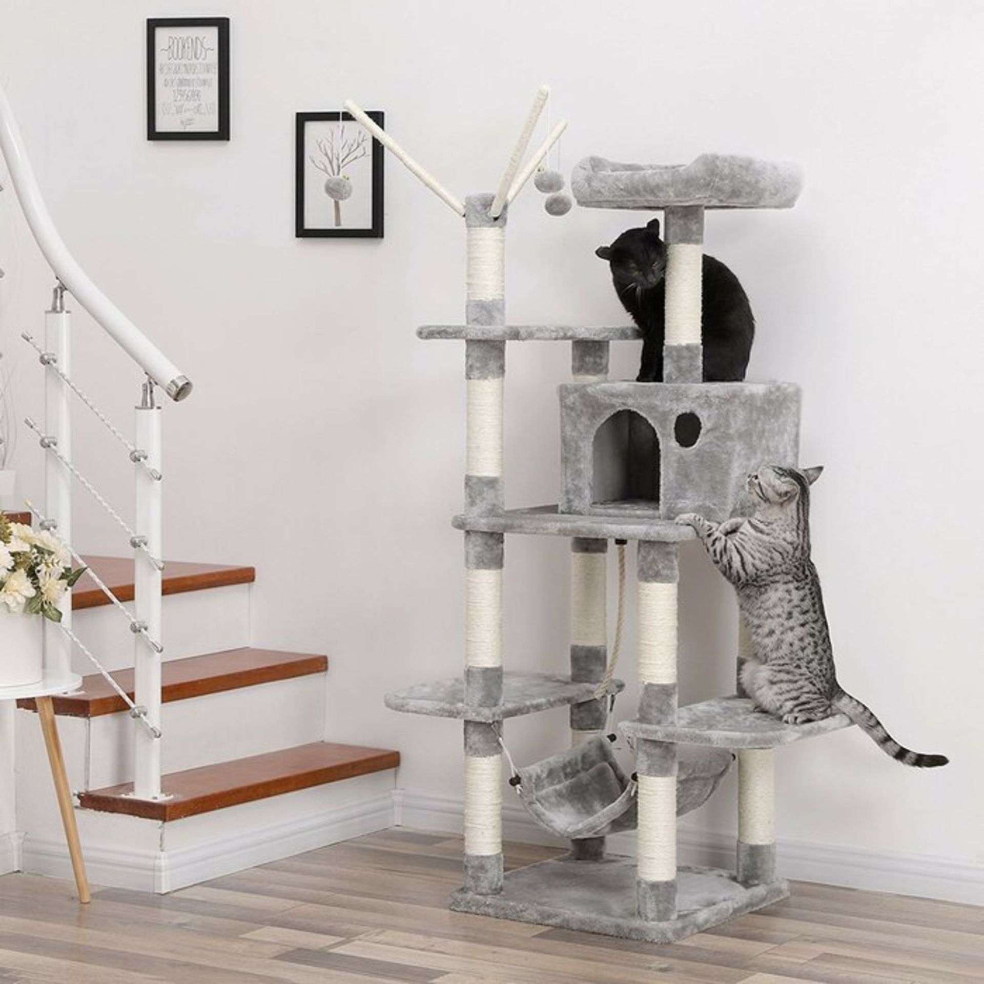 Ballina 146cm Scratcher Activity Centres Post with Hammock Cat Tree - RRP £81.99 - Image 3 of 3