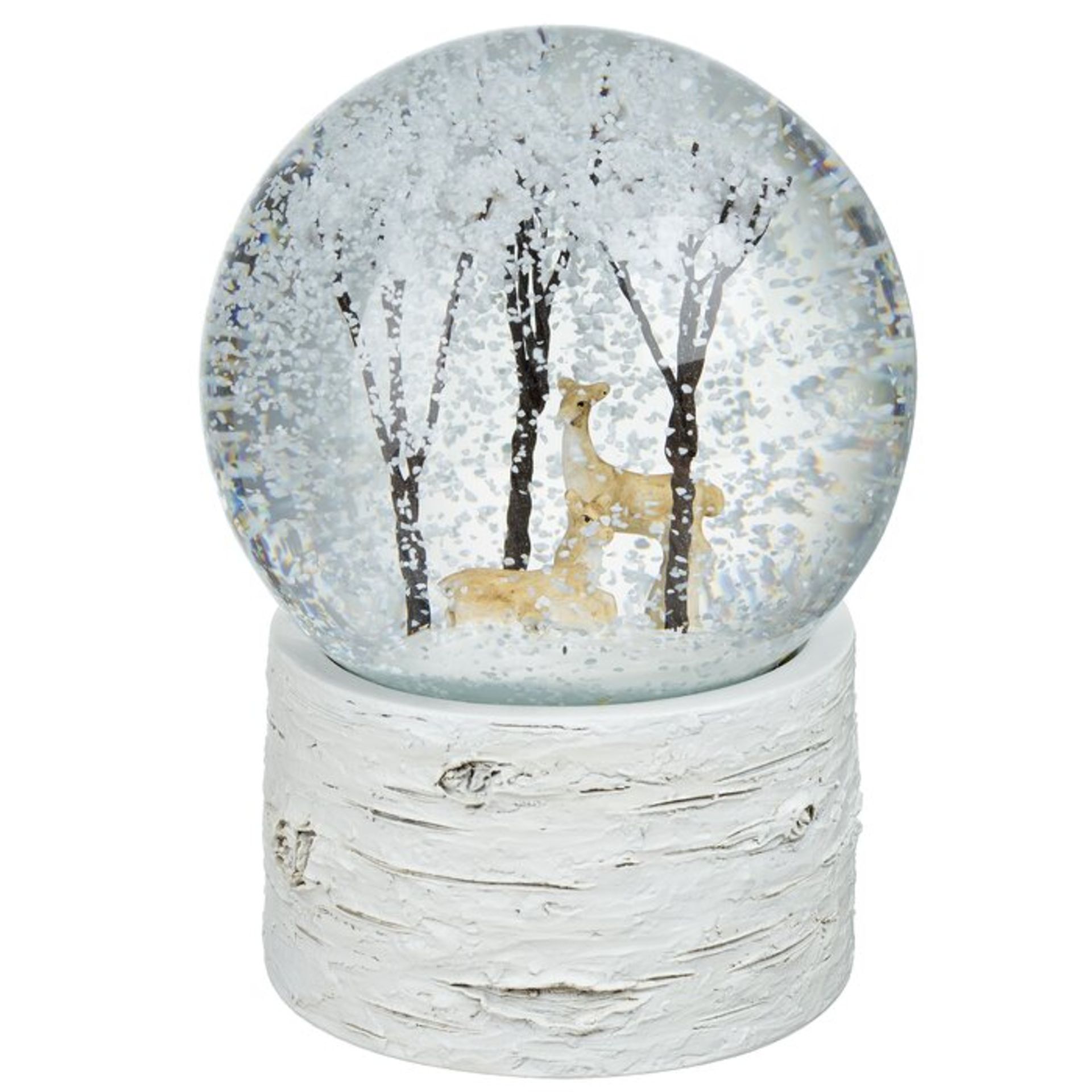 Deer and Trees Musical Snow Globe with Birch Base - RRP £30.99