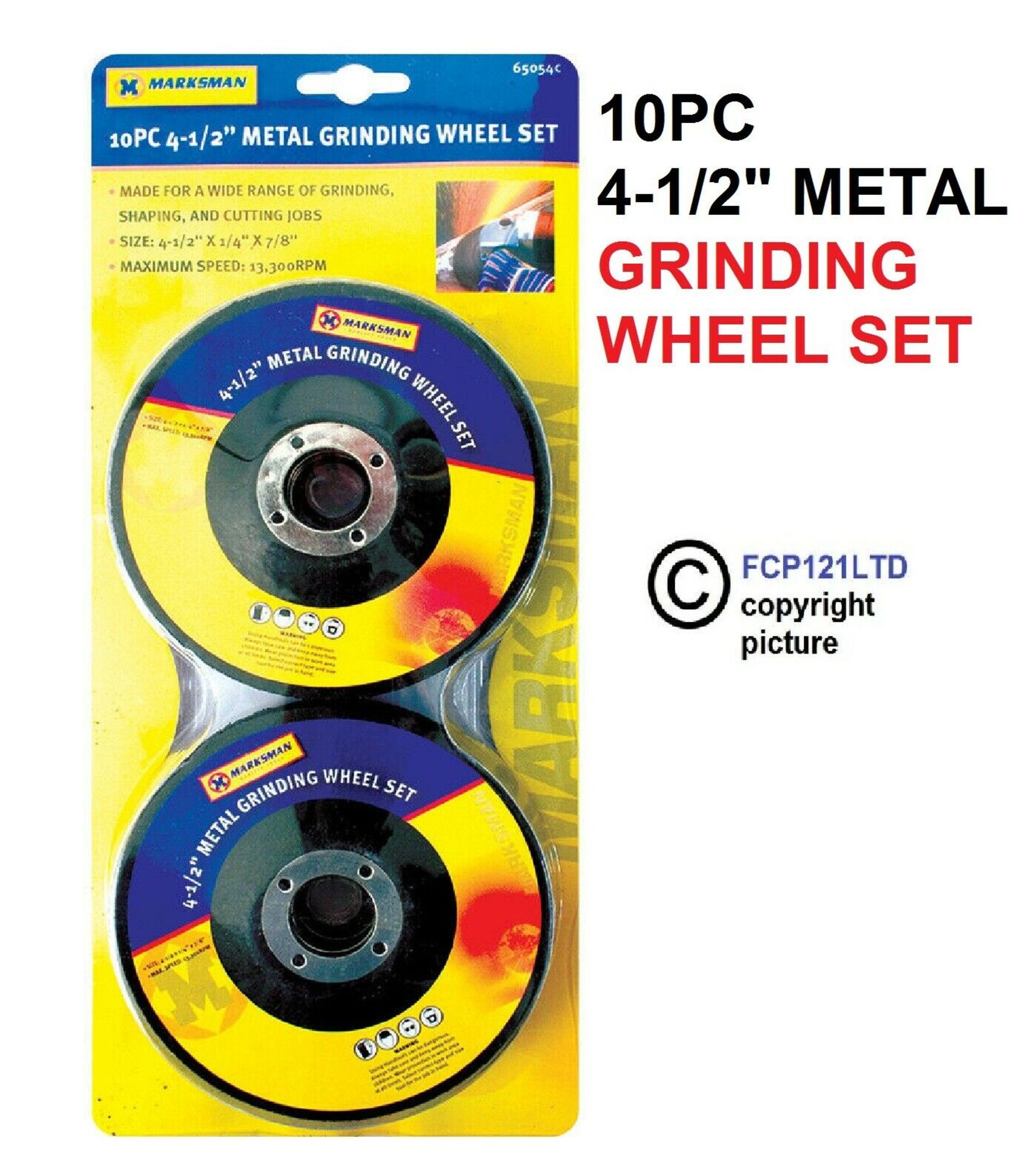 10Pc Metal Grinding Wheel Discs 4-1/2" X 1/4" X 7/8"