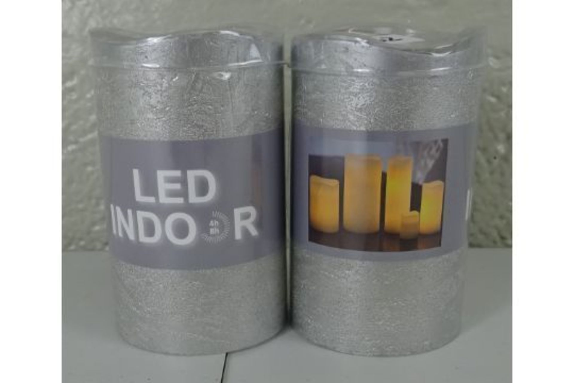 X2 BRAND NEW SILVER WAX LED INDOOR BATTERY POWERED CANDLES