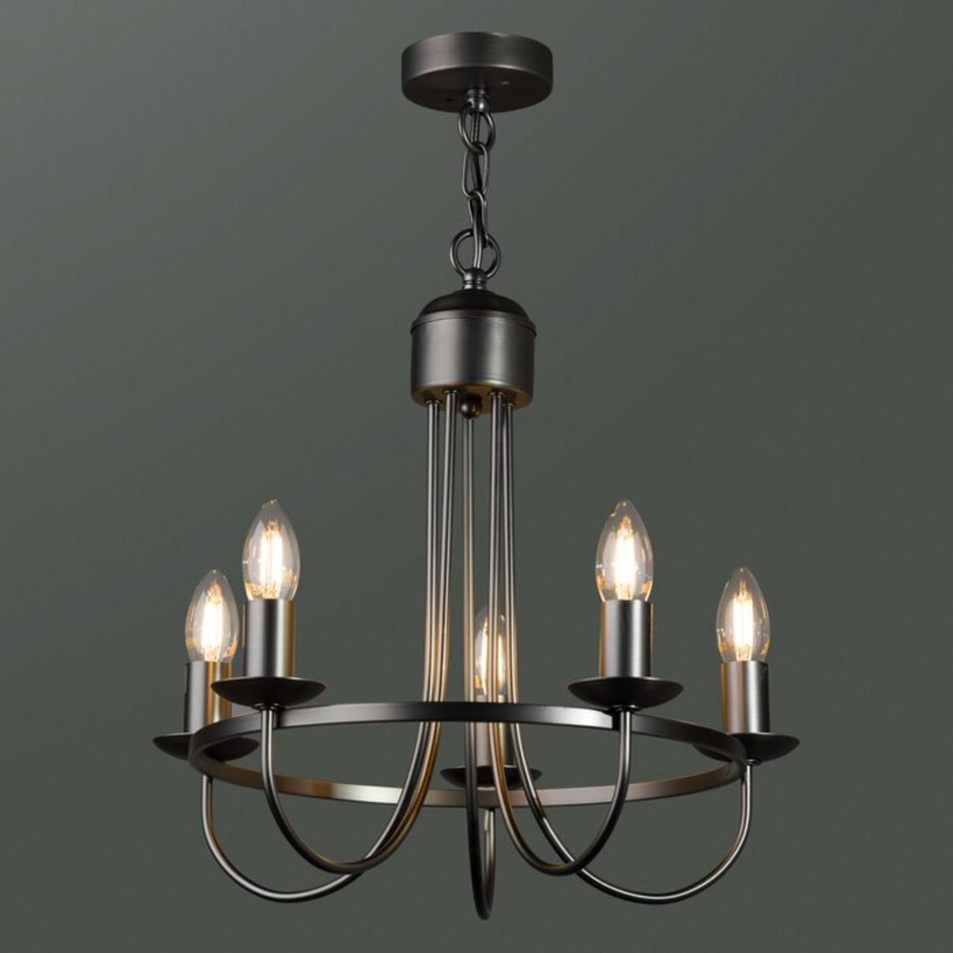 Burton Pewter Hoop 5 Light Chandelier - RRP £134.99