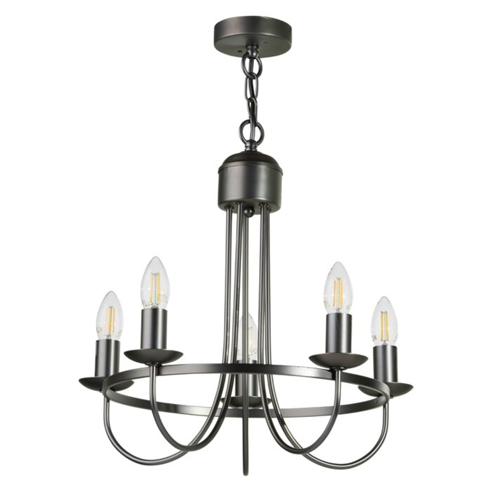 Burton Pewter Hoop 5 Light Chandelier - RRP £134.99 - Image 2 of 2