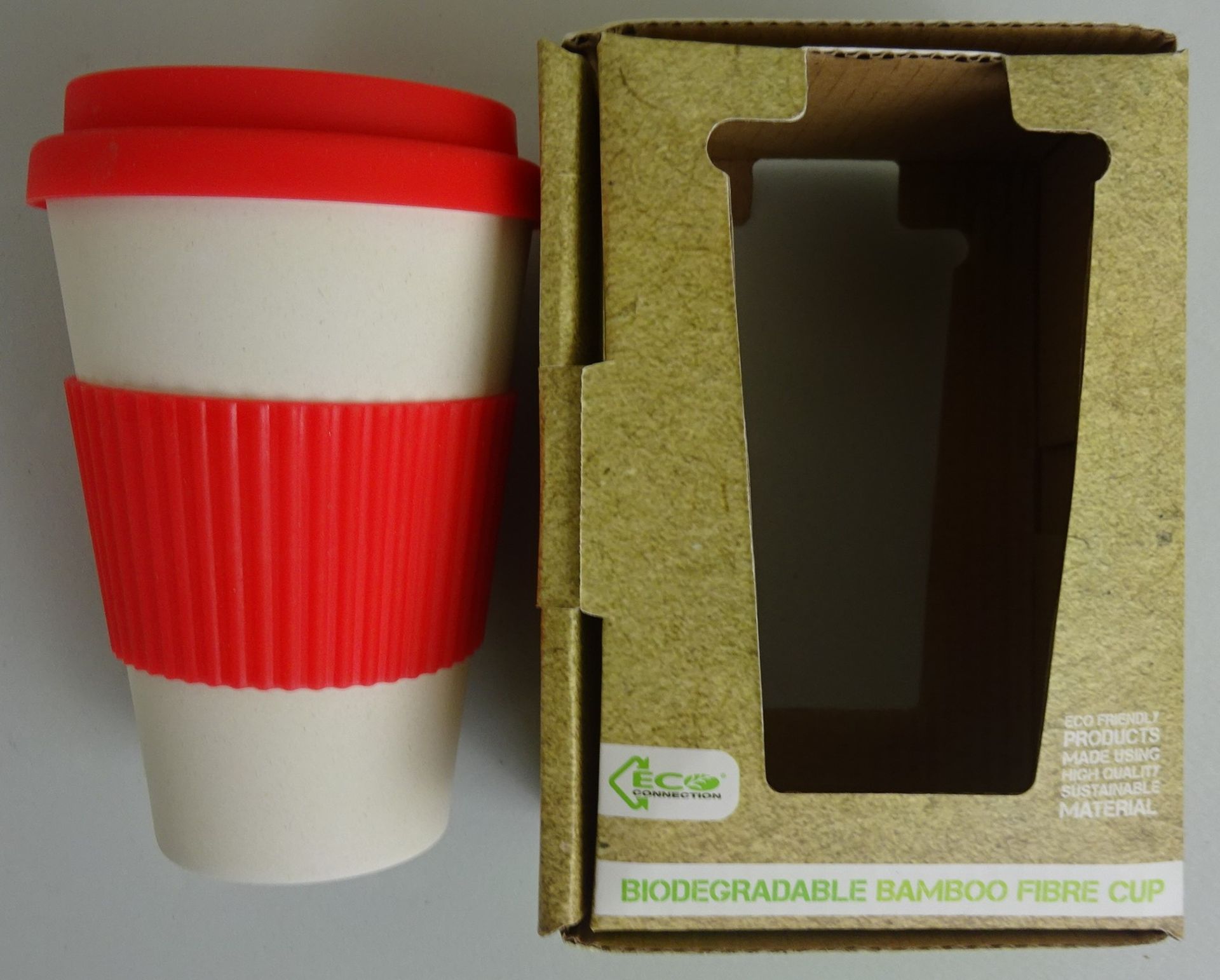 Red Biodegradable Bamboo Fibre Cup