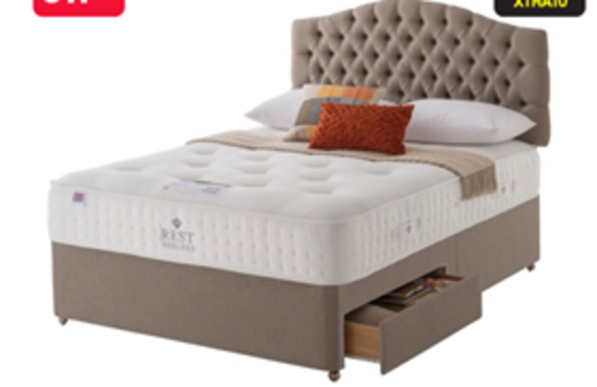 Carpet Right Ex-Display 5ft Rest Assured Kensington Divan Bed With 2 Drawers & Headboard|RRP £2049|