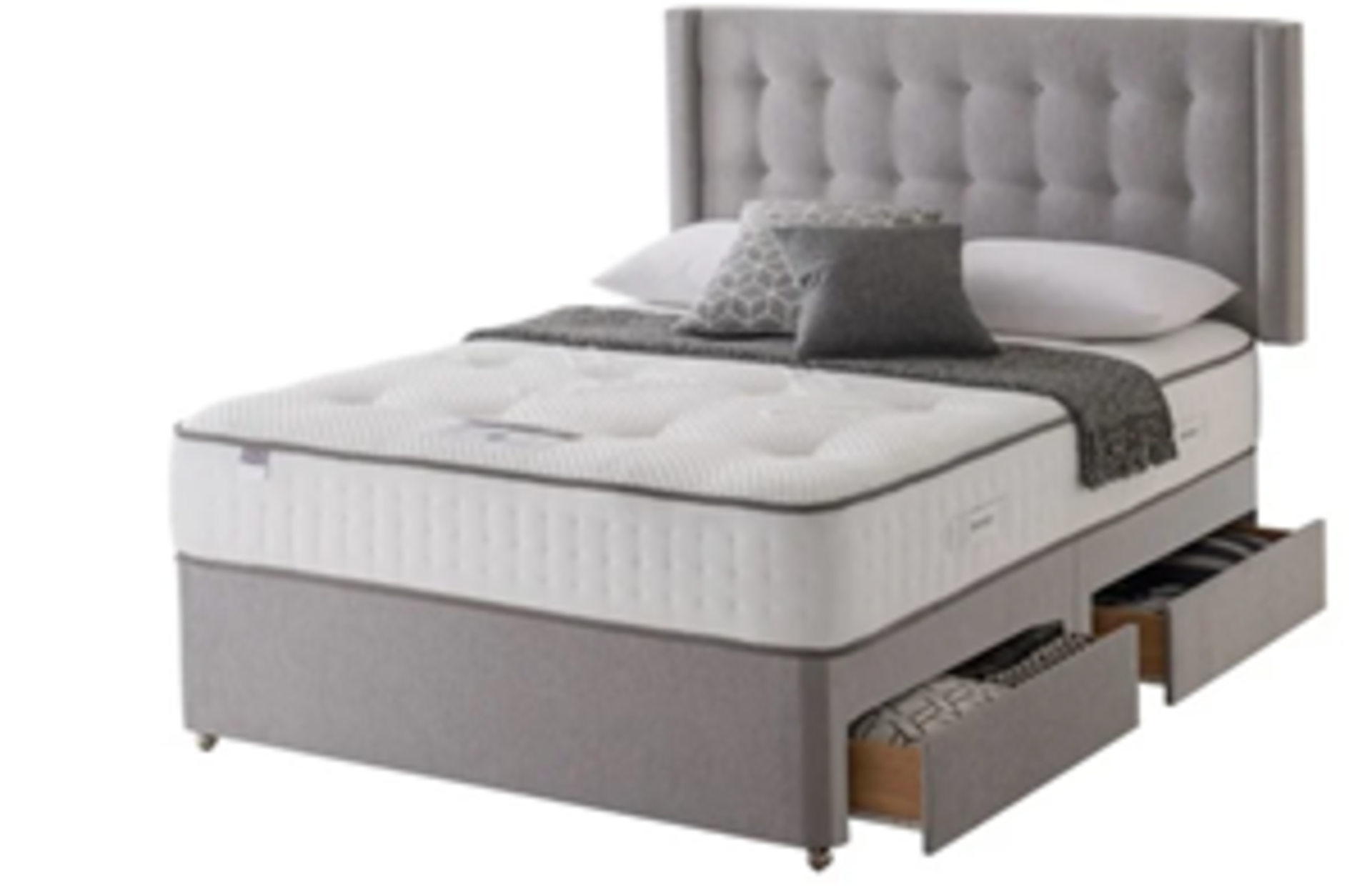 Carpet Right Ex-Display 5ft Silentnight Rapport Divan Bed With 4 Drawers & Heaboard|RRP £1349|