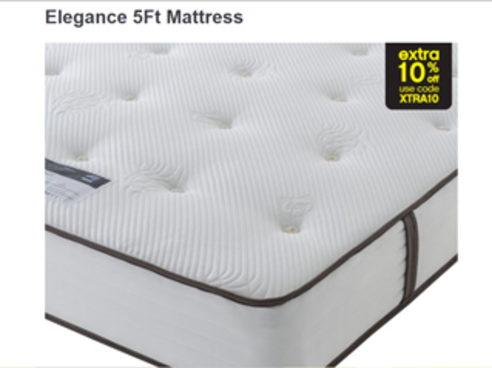 Carpet Right Ex-Display 5ft Sealy Elegance Mattress - RRP £779| 5ft 4 Drawer Cream & White Divan Bas