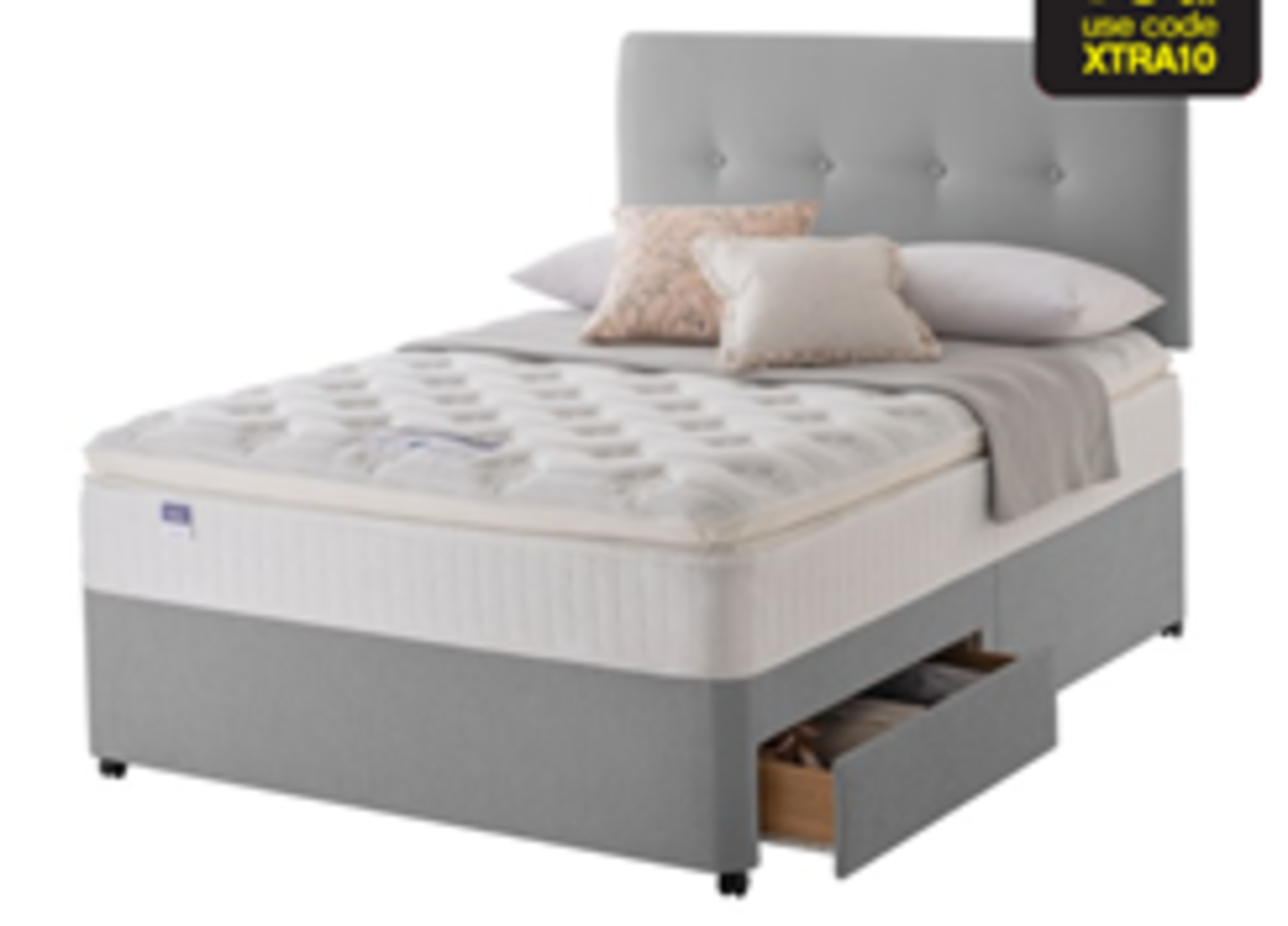 Carpet Right Ex-Display 5ft Silentnight Windermere Divan Bed 2 Drawers & Headboard|RRP £929|