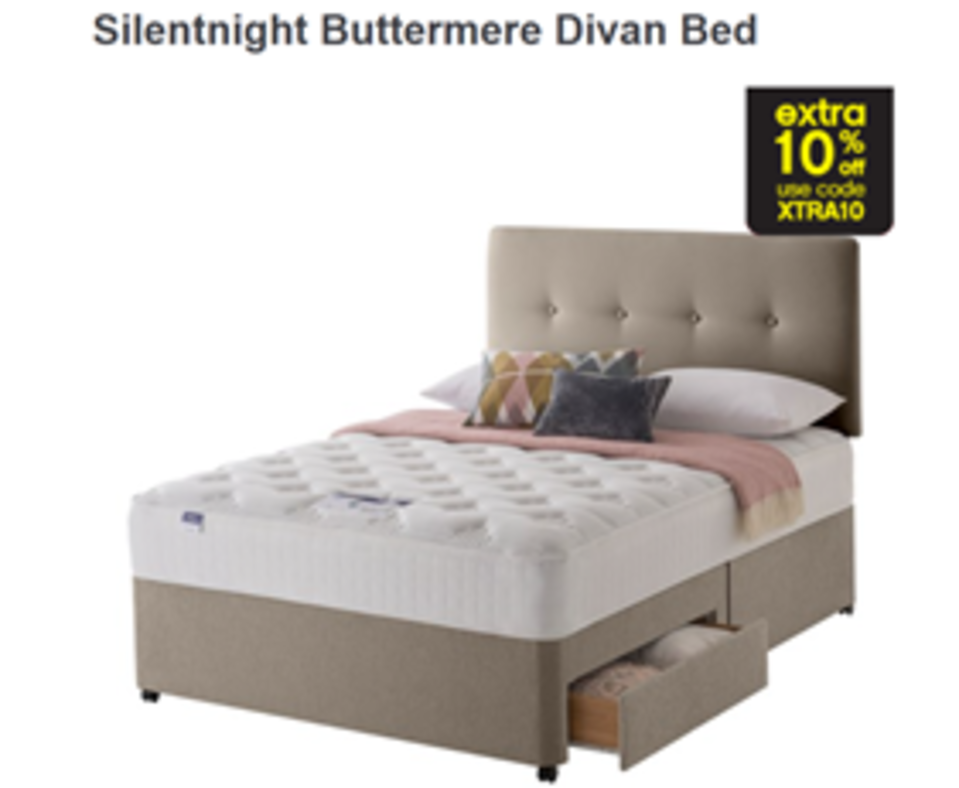 Carpet Right Ex-Display 5ft Silentnight Buttermere Divan Bed With 2 Drawers & Heaboard|RRP £749|