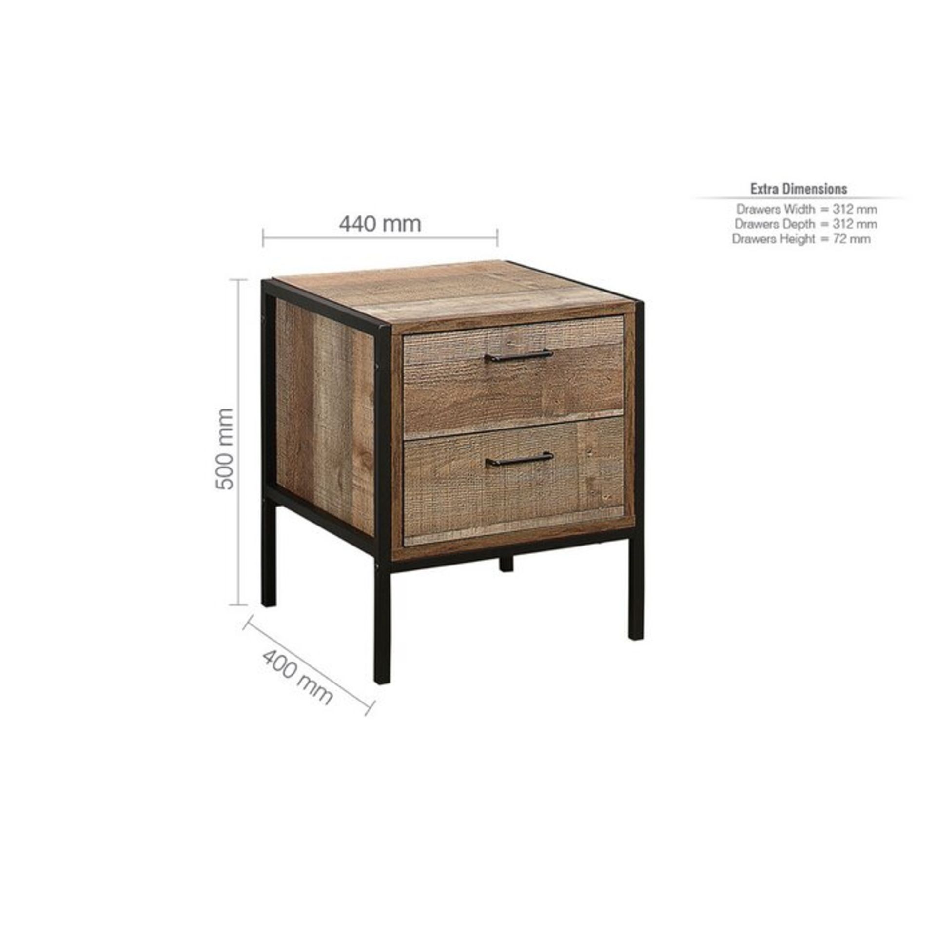 Alamo 2 Drawer Bedside Table - RRP £119.99 - Image 3 of 3