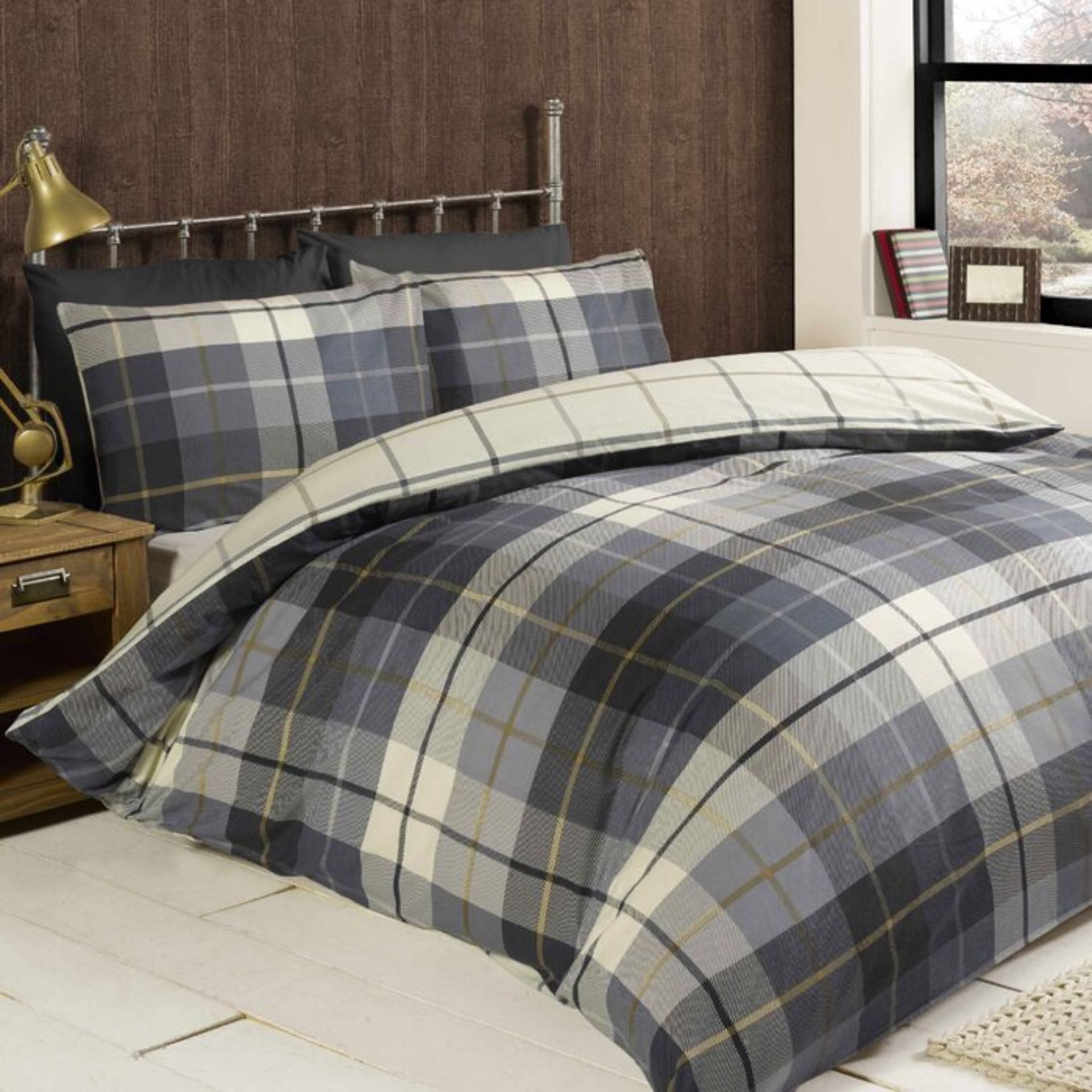 Check Brushed Cotton 150 TC Duvet Cover Set - RRP £20.13