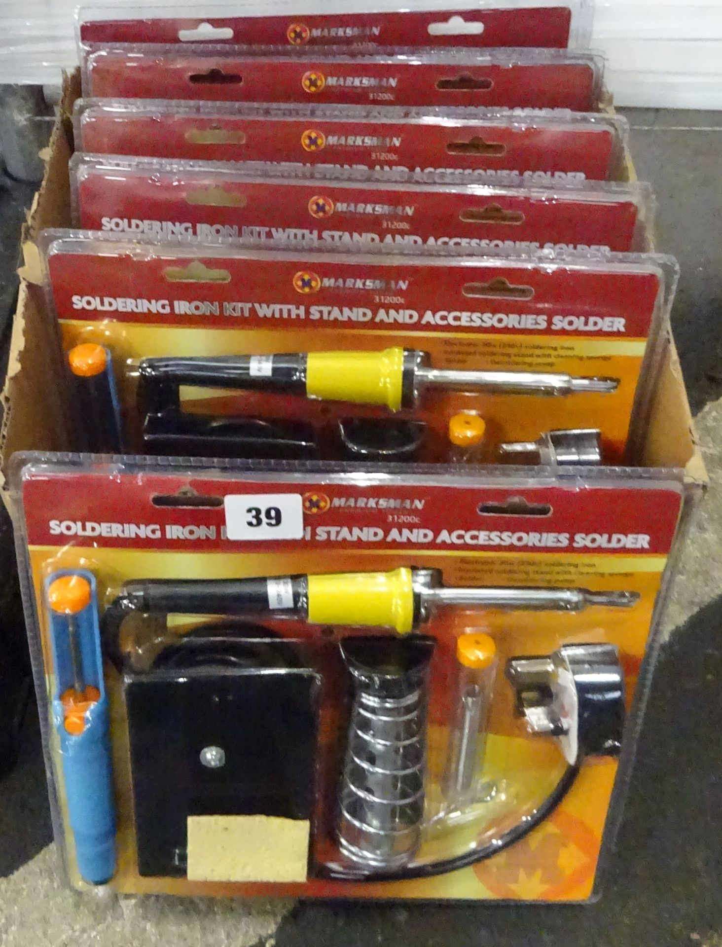 BOX OF 6 SOLDERING IRON KITS WITH STANDS