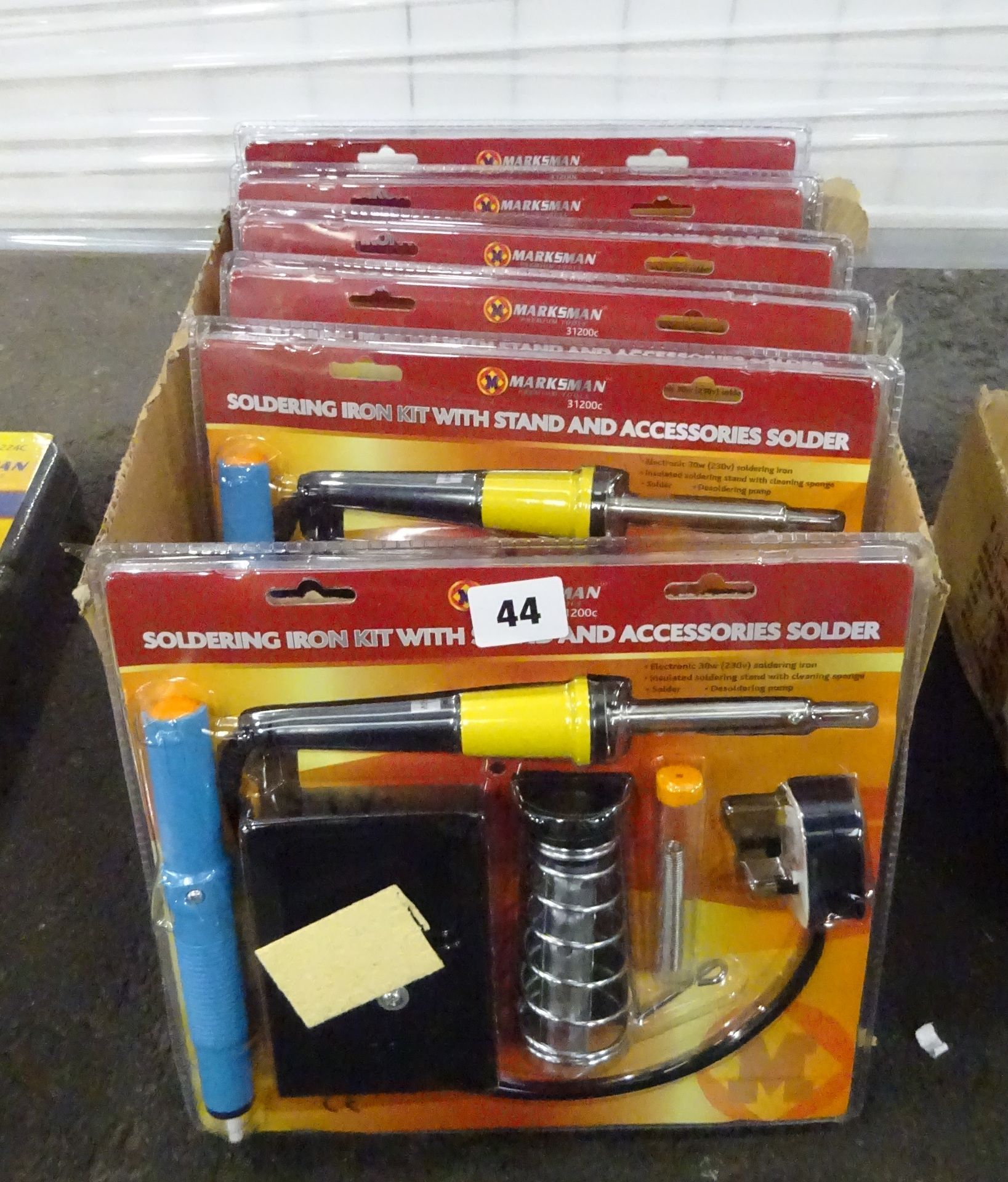 BOX OF 6 SOLDERING IRON KITS WITH STANDS