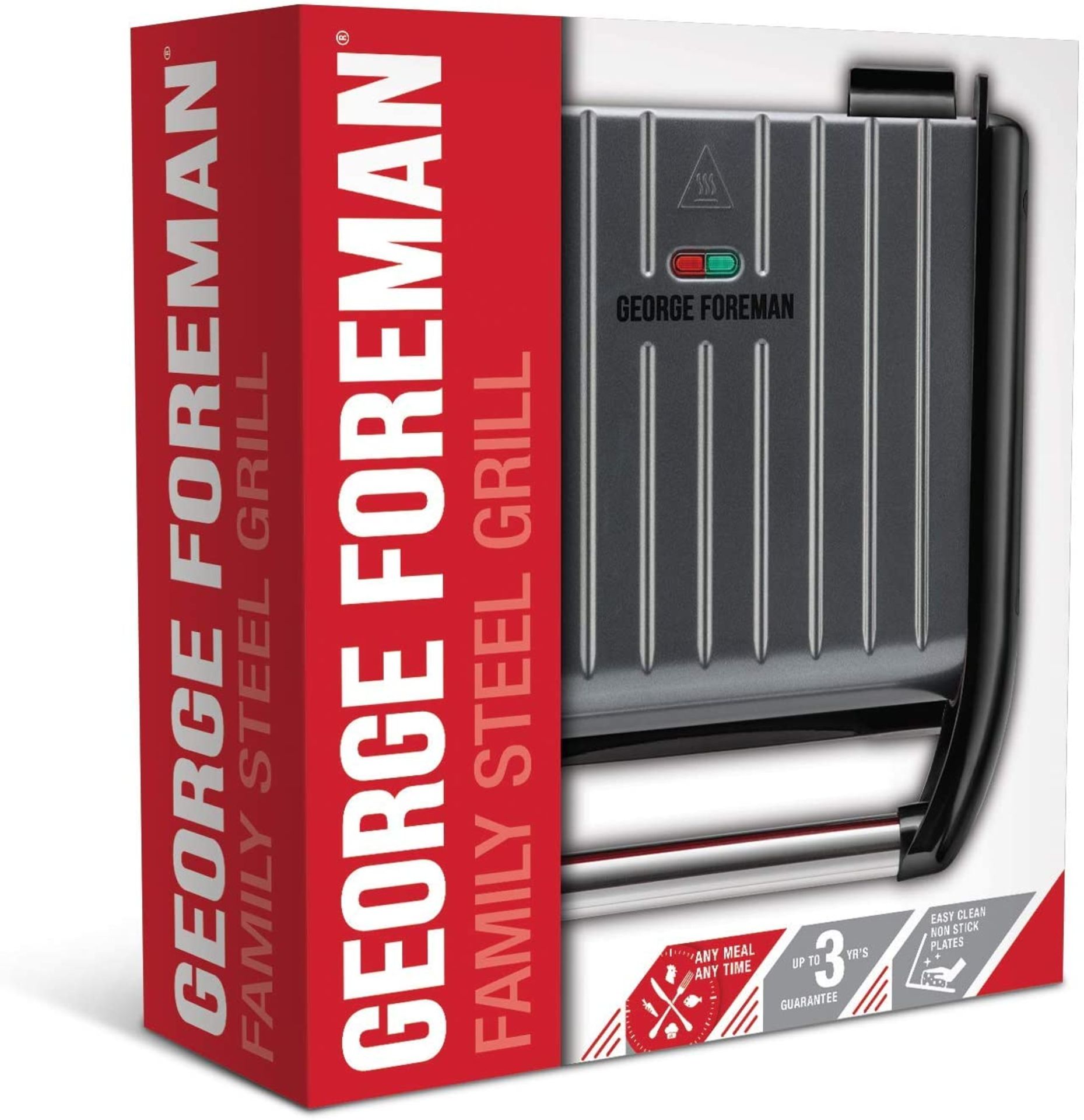 Grade A George Foreman Compact Steel Grill - RRP £32 - Image 3 of 3